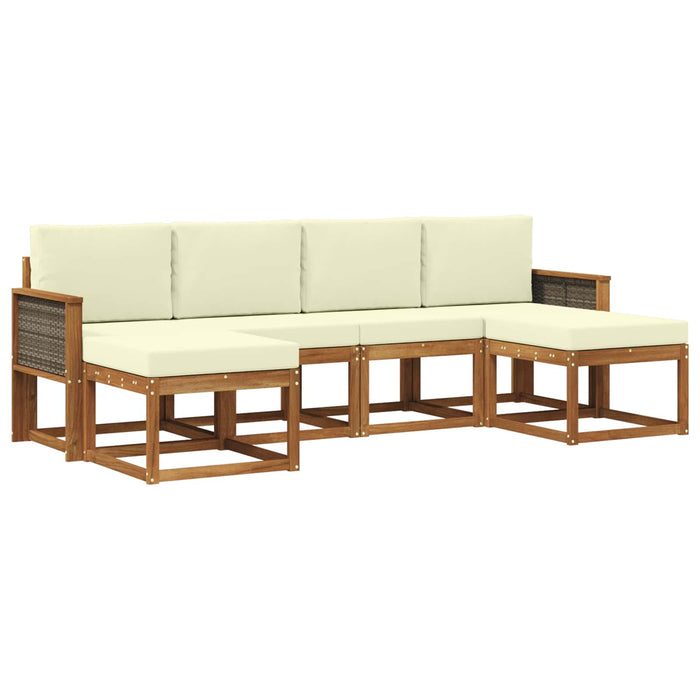 Set de canapele de exterior 6 pcs Natural și Crem Poliester WALTI