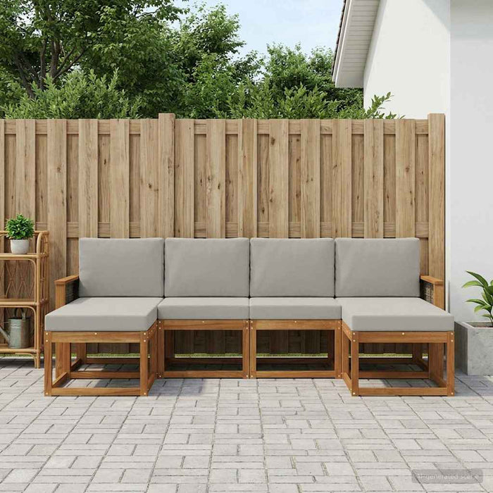 Set de canapele de exterior 6 pcs Natural și gri deschis WALTI
