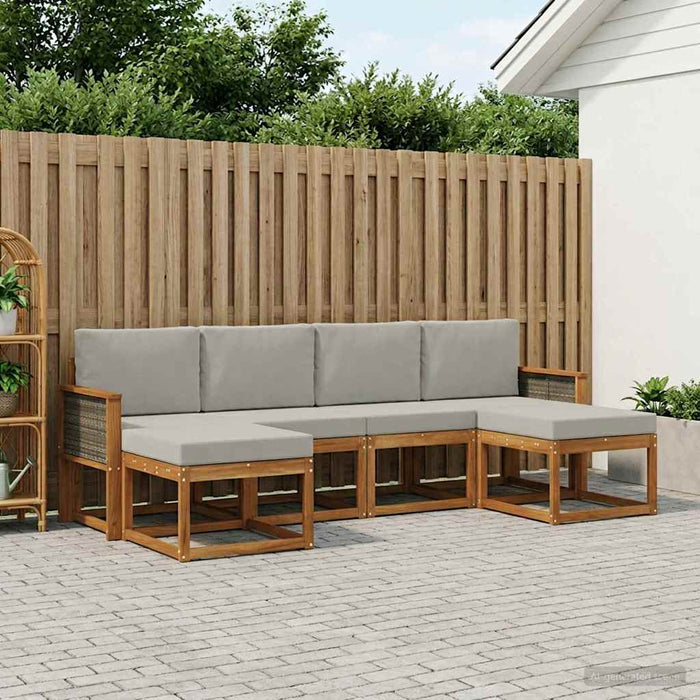 Set de canapele de exterior 6 pcs Natural și gri deschis WALTI