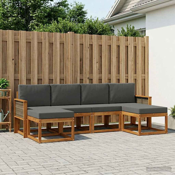 Set de canapele de exterior 6 pcs Natural și Antracit Poliester WALTI