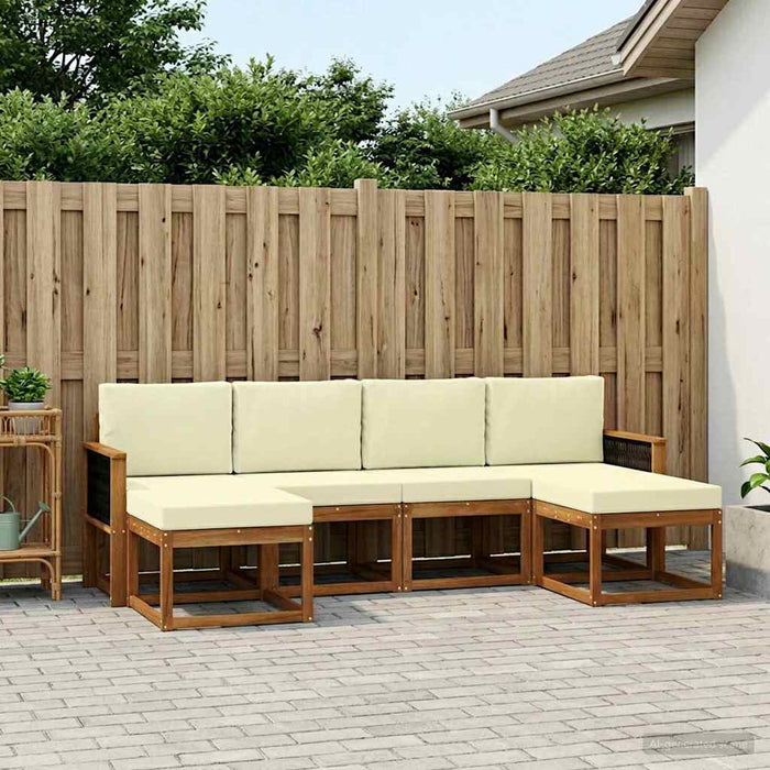 Set de canapele de exterior 6 pcs Natural și Crem Poliester WALTI