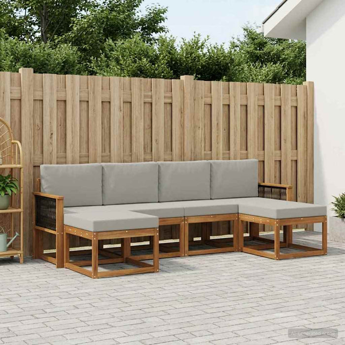 Set de canapele de exterior 6 pcs Natural și gri deschis WALTI