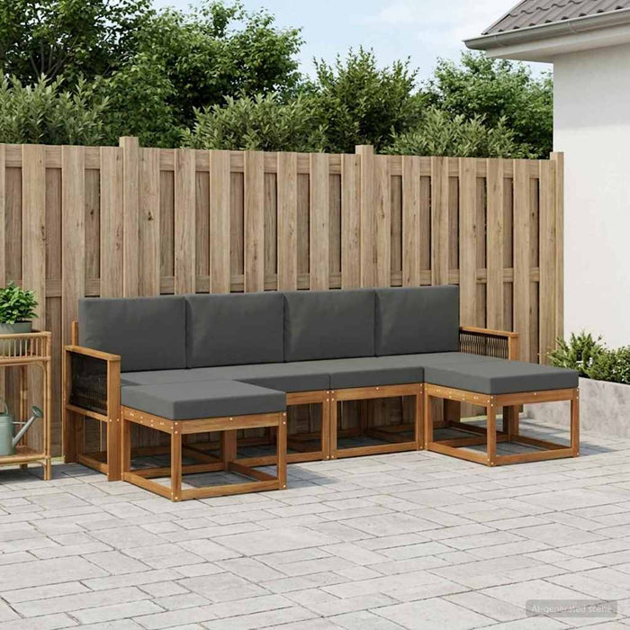 Set de canapele de exterior 6 pcs Natural și Antracit Poliester WALTI