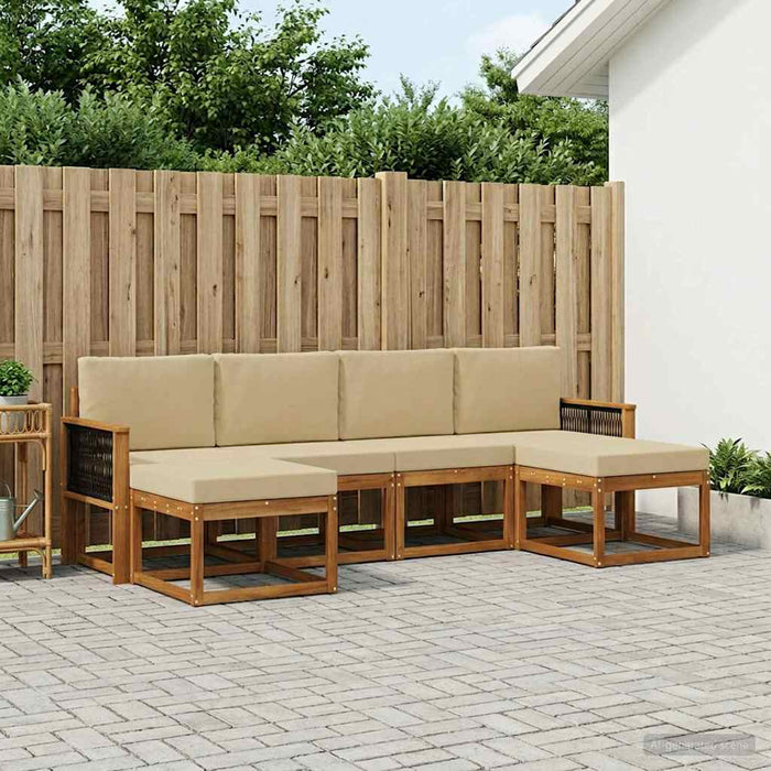 Set de canapele de exterior 6 pcs Natural și Bej Poliester WALTI