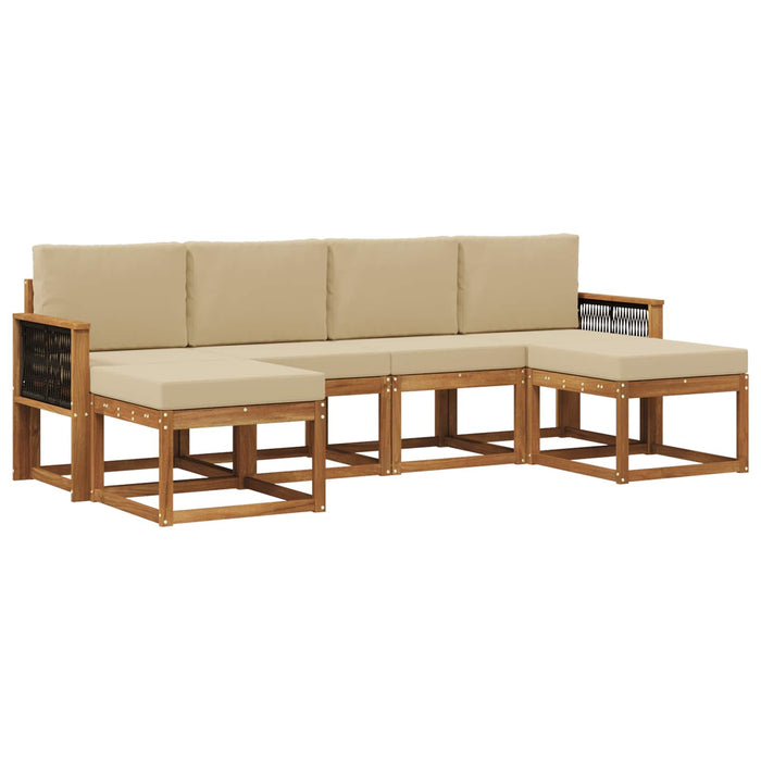 Set de canapele de exterior 6 pcs Natural și Bej Poliester WALTI