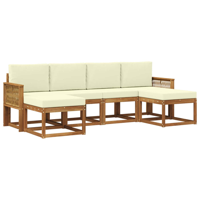 Set de canapele de exterior 6 pcs Natural și Crem Poliester WALTI