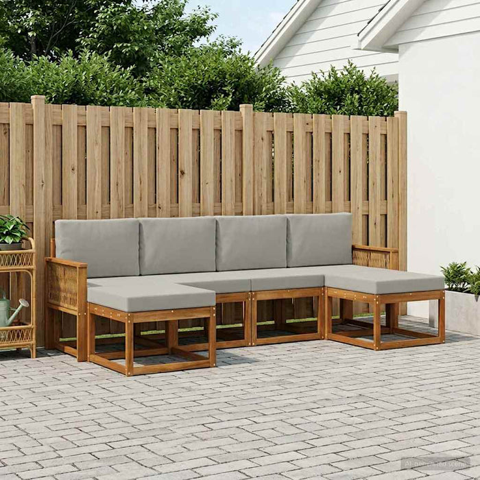 Set de canapele de exterior 6 pcs Natural și gri deschis WALTI