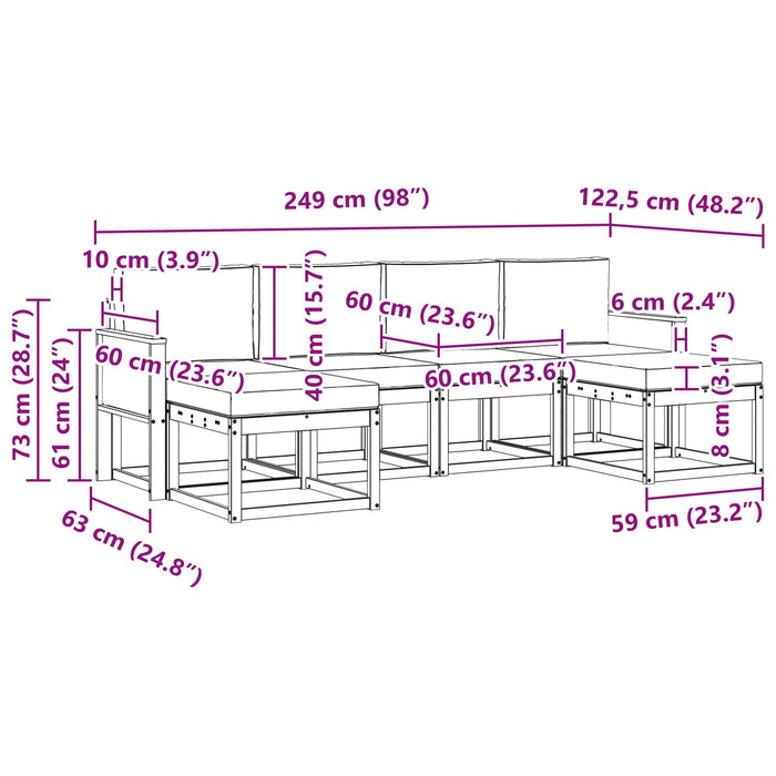 Set de canapele de exterior 6 pcs Natural și gri deschis WALTI