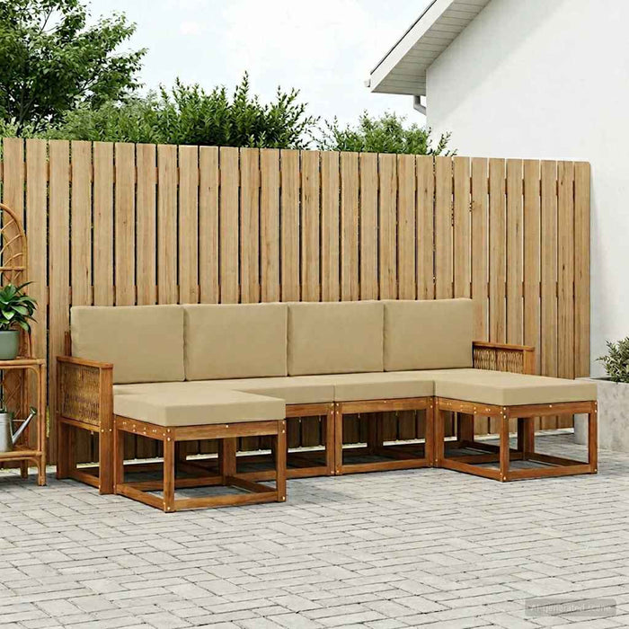 Set de canapele de exterior 6 pcs Natural și Bej Poliester WALTI