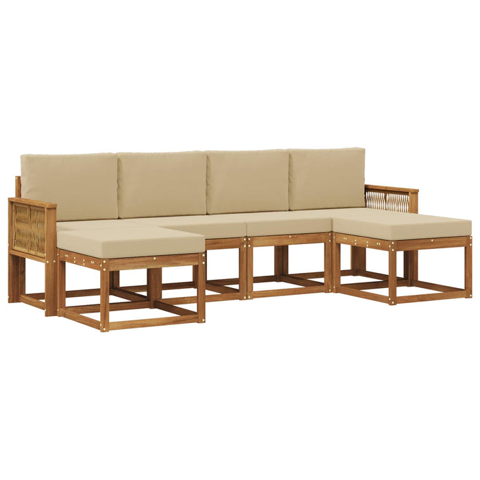 Set de canapele de exterior 6 pcs Natural și Bej Poliester WALTI