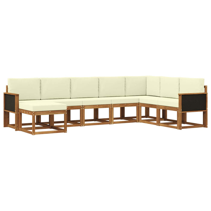 Set de canapele de exterior cu pernă 8 pcs Natural și Crem WALTI