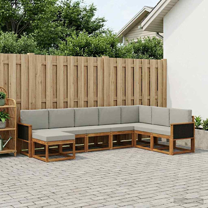 Set de canapele de exterior 8 pcs Natural și gri deschis WALTI