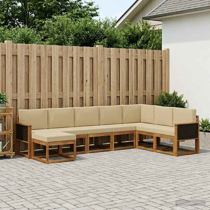 Set de canapele de exterior cu pernă 8 pcs Natural și Bej WALTI
