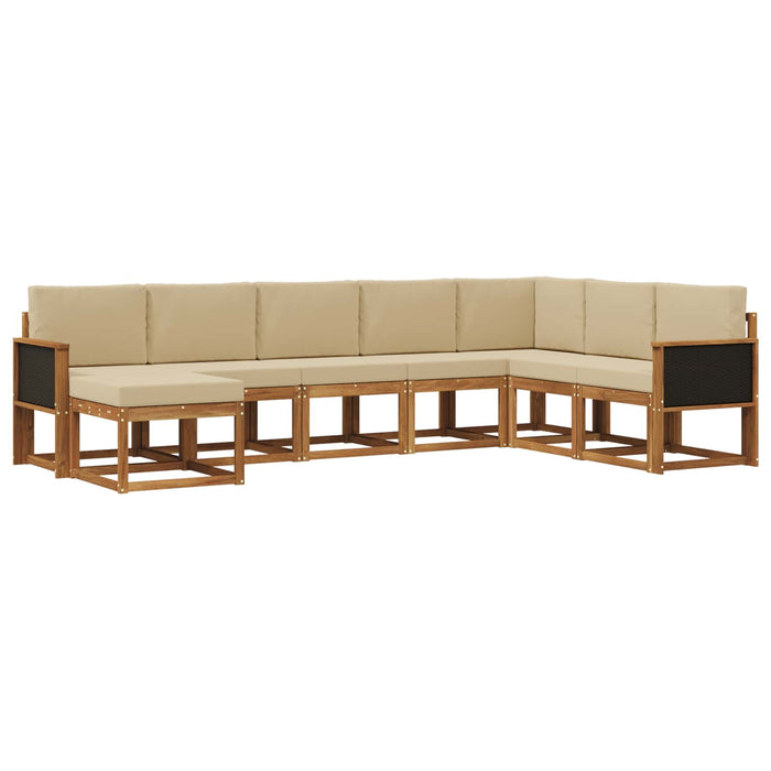 Set de canapele de exterior cu pernă 8 pcs Natural și Bej WALTI