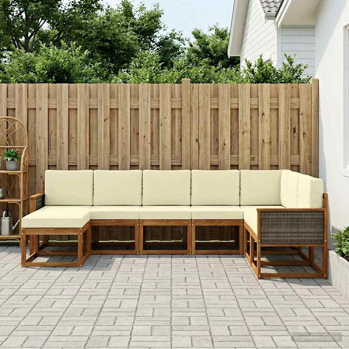 Set de canapele de exterior cu pernă 8 pcs Natural și Crem WALTI