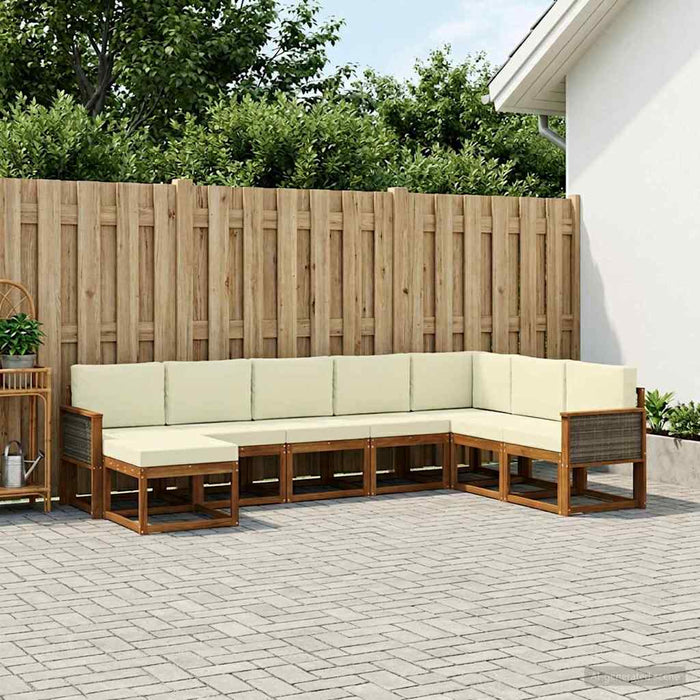 Set de canapele de exterior cu pernă 8 pcs Natural și Crem WALTI