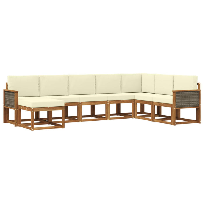 Set de canapele de exterior cu pernă 8 pcs Natural și Crem WALTI