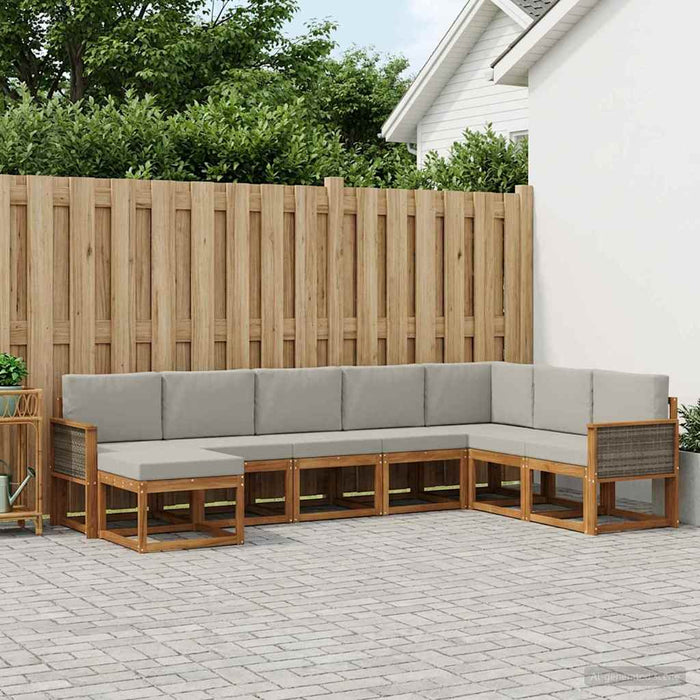 Set de canapele de exterior 8 pcs Natural și gri deschis WALTI