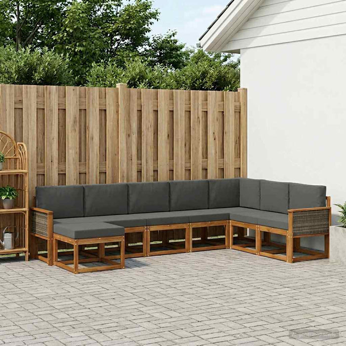 Set de canapele de exterior cu pernă 8 pcs Natural și Antracit WALTI