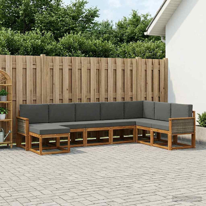 Set de canapele de exterior cu pernă 8 pcs Natural și Antracit WALTI