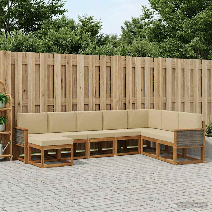Set de canapele de exterior cu pernă 8 pcs Natural și Bej WALTI