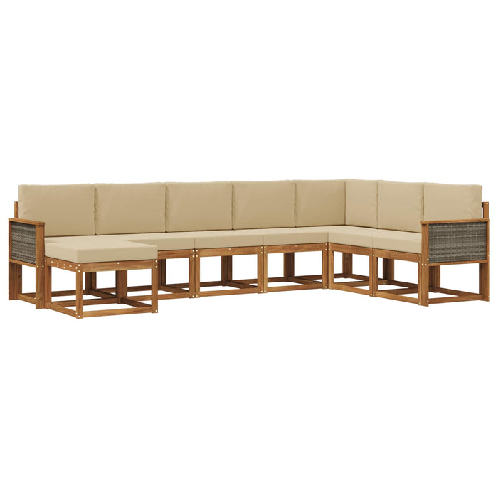 Set de canapele de exterior cu pernă 8 pcs Natural și Bej WALTI
