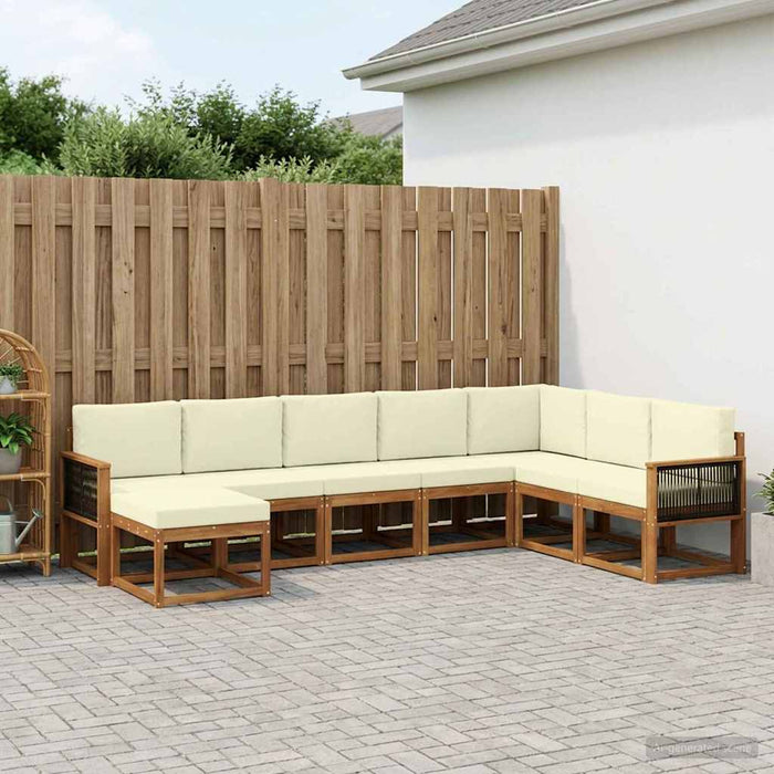 Set de canapele de exterior cu pernă 8 pcs Natural și Crem WALTI