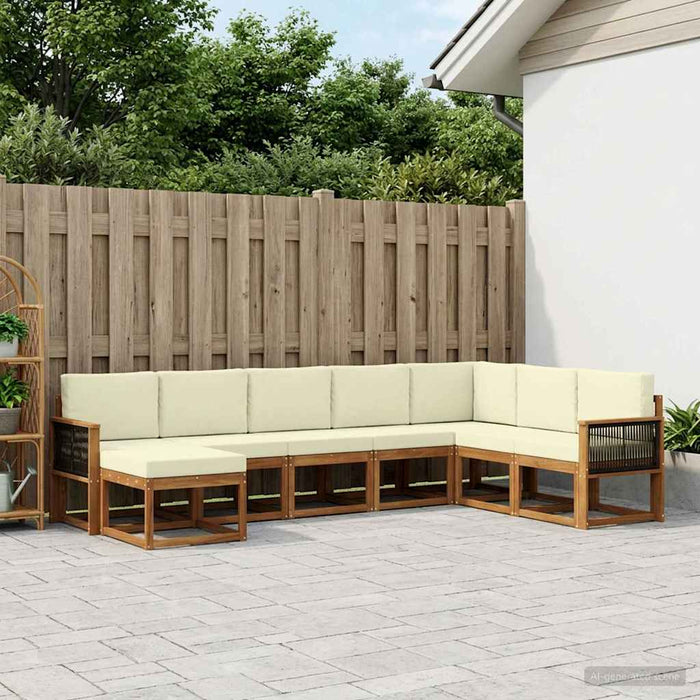 Set de canapele de exterior cu pernă 8 pcs Natural și Crem WALTI