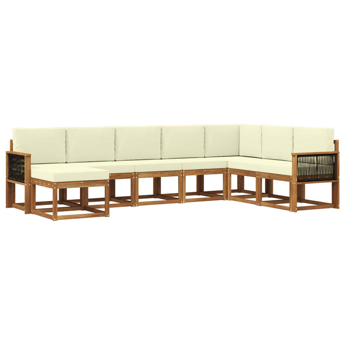 Set de canapele de exterior cu pernă 8 pcs Natural și Crem WALTI