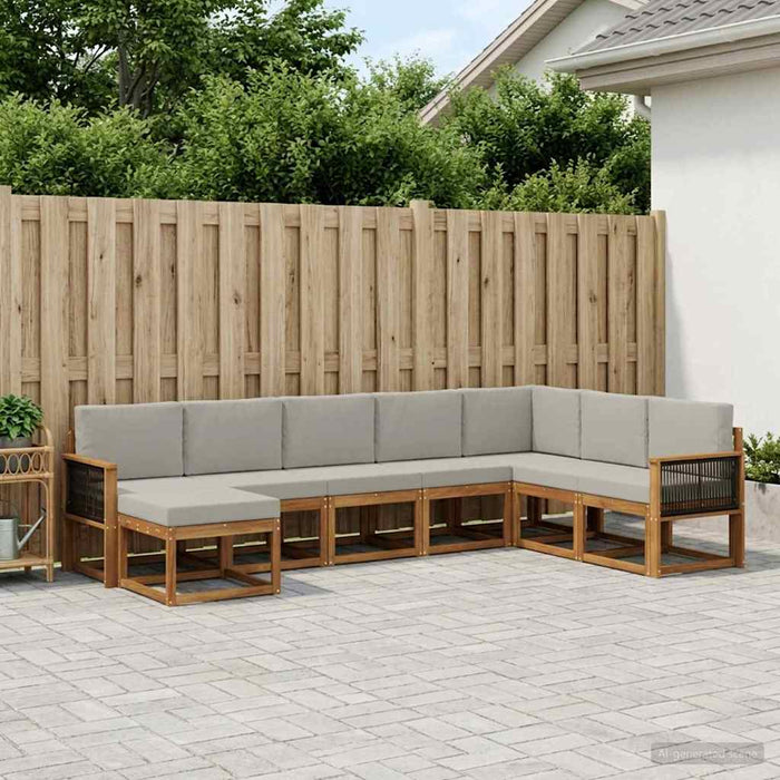 Set de canapele de exterior 8 pcs Natural și gri deschis WALTI