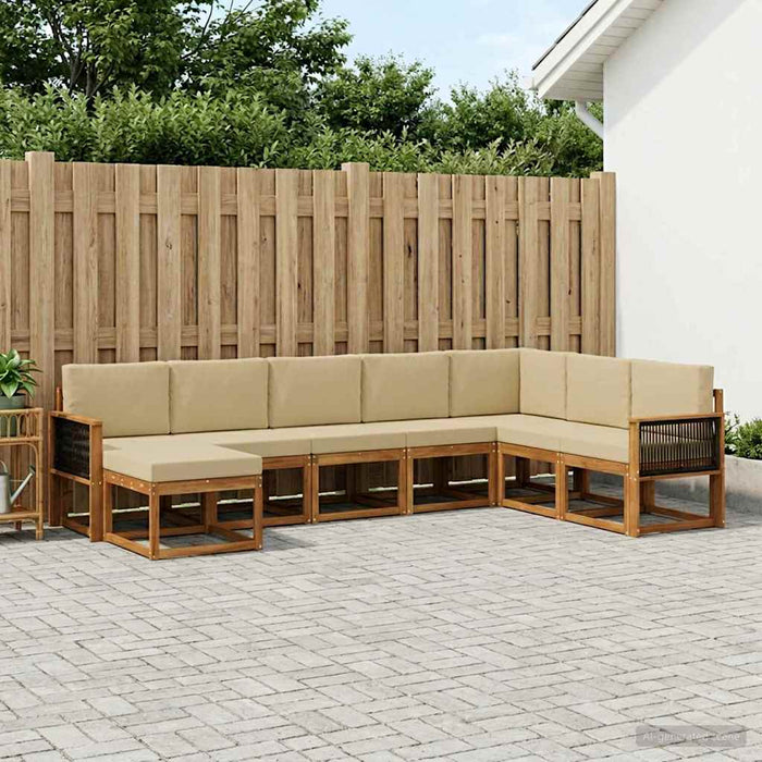 Set de canapele de exterior cu pernă 8 pcs Natural și Bej WALTI