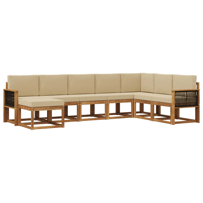 Set de canapele de exterior cu pernă 8 pcs Natural și Bej WALTI