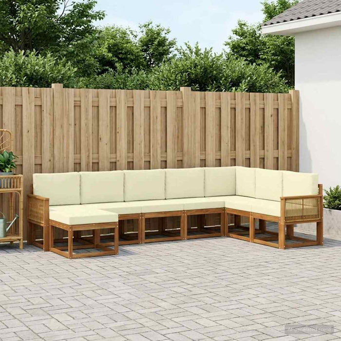 Set de canapele de exterior cu pernă 8 pcs Natural și Crem WALTI
