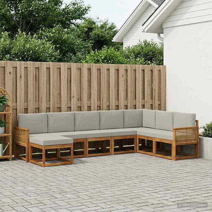 Set de canapele de exterior 8 pcs Natural și gri deschis - WALTI WALTI