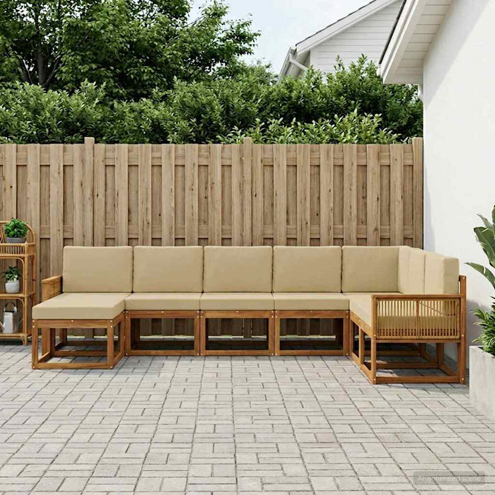 Set de canapele de exterior cu pernă 8 pcs Natural și Bej WALTI