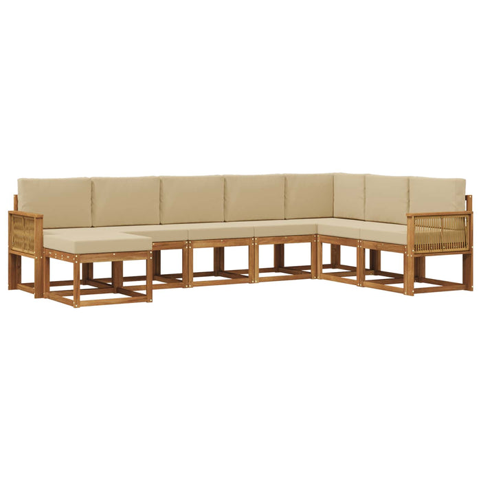 Set de canapele de exterior cu pernă 8 pcs Natural și Bej WALTI