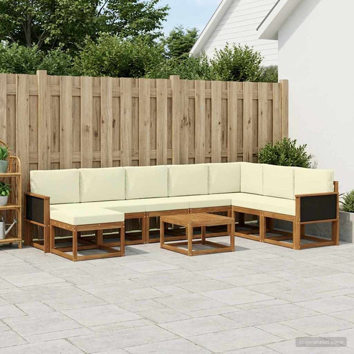 Set de canapele de exterior cu pernă 9 pcs Natural și Crem WALTI