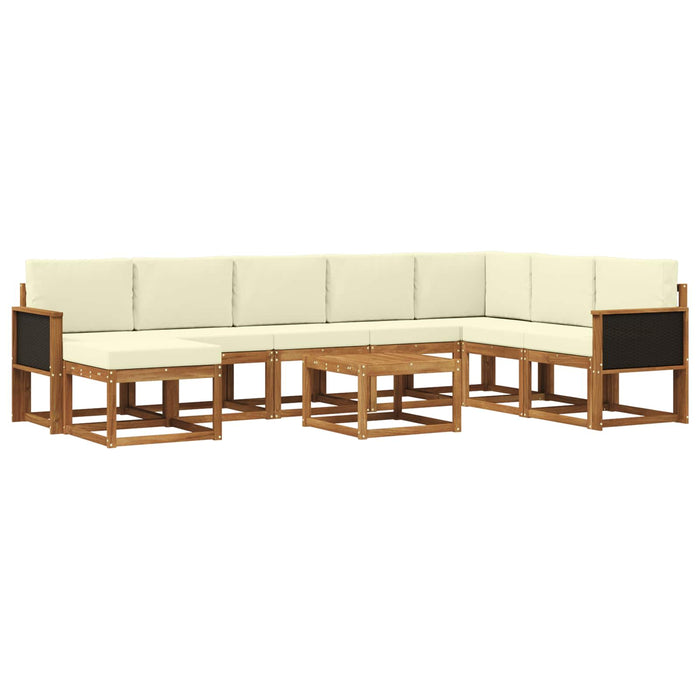 Set de canapele de exterior cu pernă 9 pcs Natural și Crem WALTI