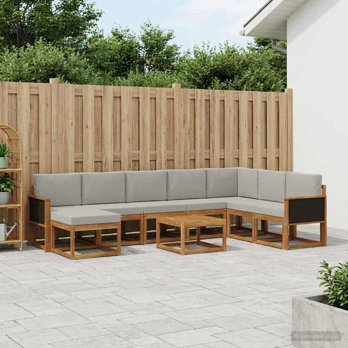 Set de canapele de exterior 9 pcs Natural și gri deschis WALTI