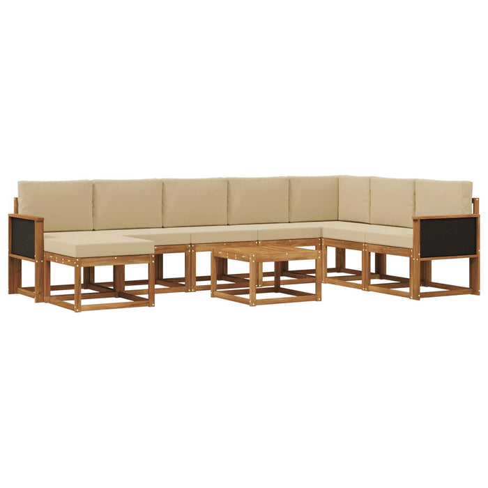 Set de canapele de exterior cu pernă 9 pcs Natural și Bej WALTI