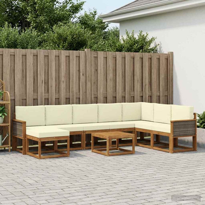 Set de canapele de exterior cu pernă 9 pcs Natural și Crem - WALTI WALTI