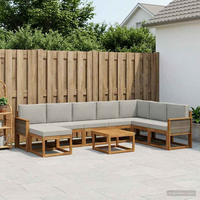 Set de canapele de exterior 9 pcs Natural și gri deschis WALTI
