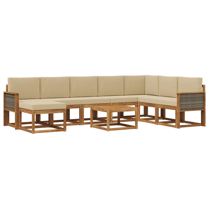 Set de canapele de exterior cu pernă 9 pcs Natural și Bej WALTI