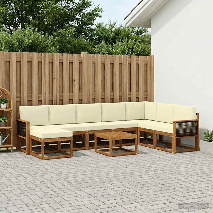 Set de canapele de exterior cu pernă 9 pcs Natural și Crem WALTI