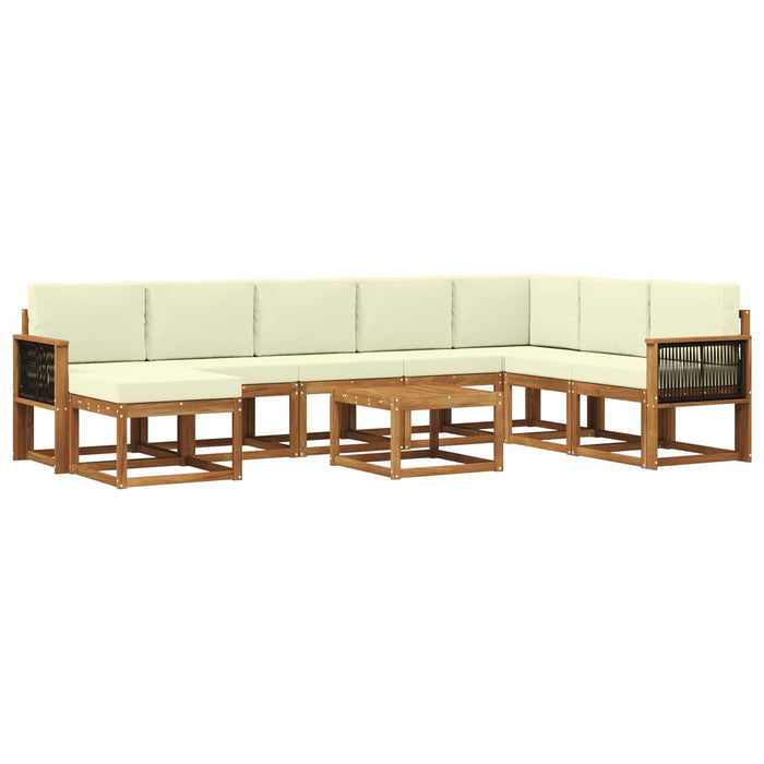 Set de canapele de exterior cu pernă 9 pcs Natural și Crem WALTI