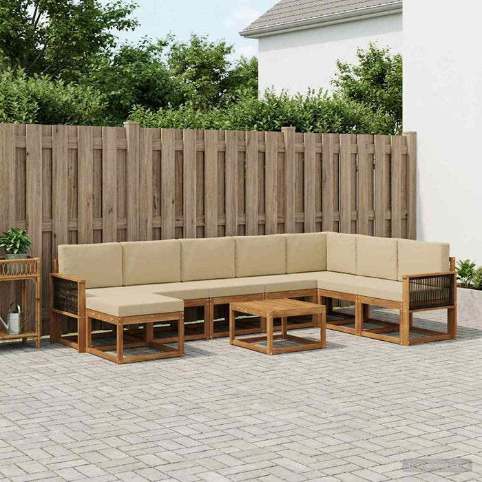 Set de canapele de exterior cu pernă 9 pcs Natural și Bej WALTI