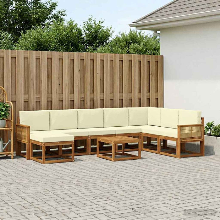 Set de canapele de exterior cu pernă 9 pcs Natural și Crem WALTI
