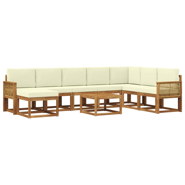 Set de canapele de exterior cu pernă 9 pcs Natural și Crem WALTI