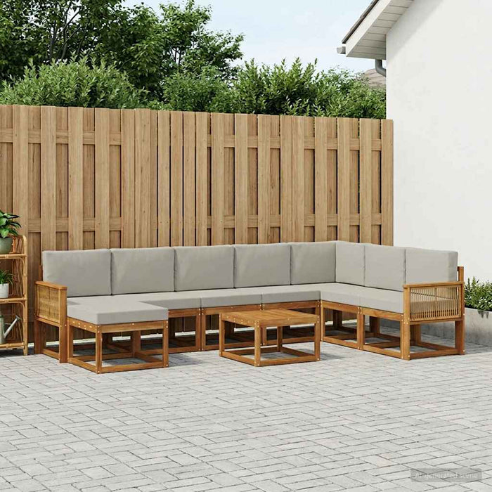 Set de canapele de exterior 9 pcs Natural și gri deschis WALTI