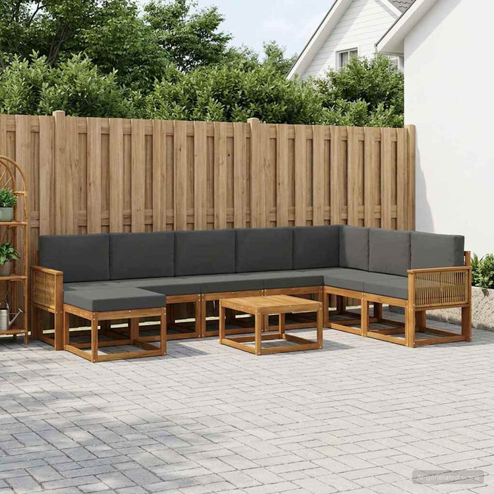 Set de canapele de exterior cu pernă 9 pcs Natural și Antracit WALTI